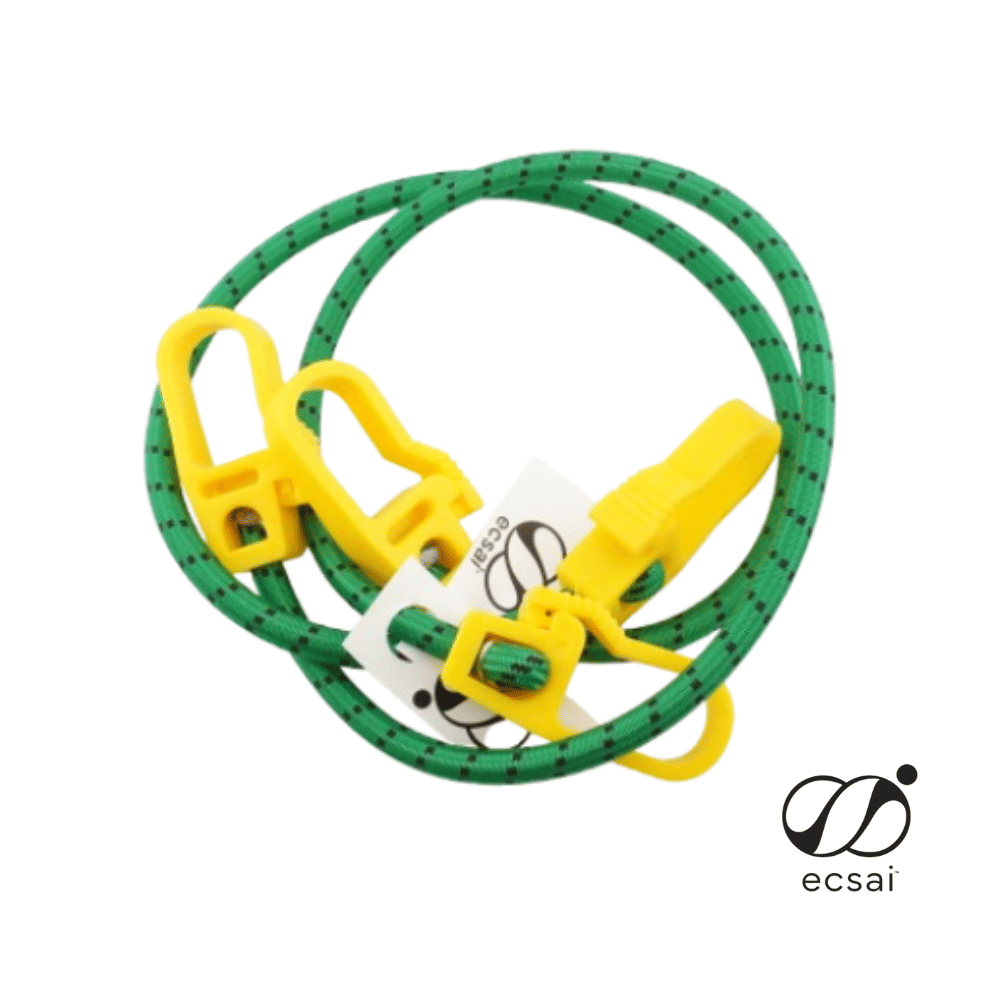 สายรัดยางยืด พร้อมตะขอพลาสติก ECSAI ขนาด 8 มม. ยาว 80 ซม.&nbsp;สีเขียว-ดำ (แพค&nbsp;2&nbsp;ชิ้น)